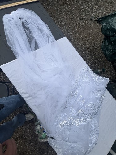 White bridal wedding veil - wedding, long