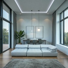 Light blue & white Voyage Immobile Modular 3 seater sofa by Roche Bobois