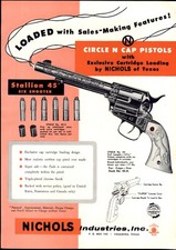 1955 PAPER AD 2 Sided Nichols Toy Cap Gun Pistol Circle N Stallion 45 38