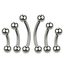 6MM- 16MM BARBELL PIERCING STAINLESS BANANA CURVED BAR EYEBROW EAR BELLY SILVER