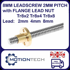 200-500mm 8mm Dia Lead Screw with Flange Lead Nut Tr8x2, Tr8x4 & Tr8x8