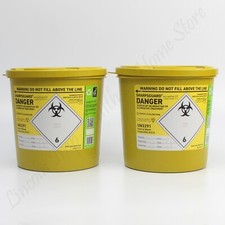 Yellow Sharps Insulin Syringe, Needle, Blade & Clinical Waste Bin. 2.5L Qty 2