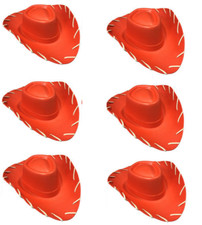 6 x Childrens Kids RED Cowboy Hats Toy Story Jessie  Fancy Dress Costume Hat