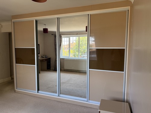 Brown wardrobe with sliding - brown,