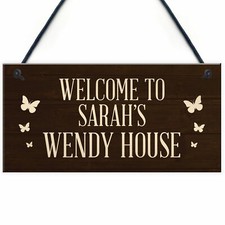Wendy House Personalised Welcome Sign Hanging Summer House Garden Shed