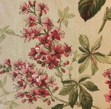 50cm x 137cm SANDERSON "Pavia" 100% Linen fabric Ruby/Emerald