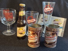 LOT of 7 DIFFERENT VINTAGE FALSTAFF BEER ITEMS 3 GLASSES, 2 MUGS, BOTTLE & MORE 