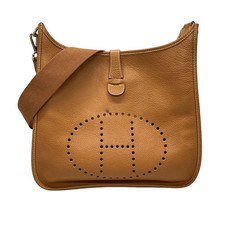 Auth HERMES Evelyne GM Brown Togo Square C Shoulder Bag