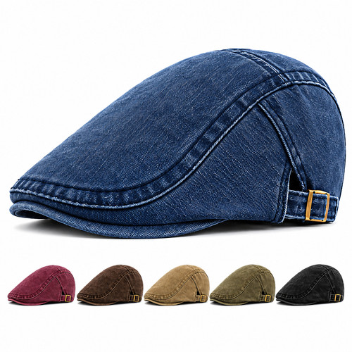 Men flat cap washed newsboy - cap,