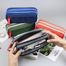 Large Capacity Pencil Case Stationery Storage Pen Bag Boys Girls Double Zipper