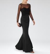 £395 Designer REISS Lys dress size 8 --BRAND NEW-- black ball gown Floor length 