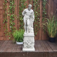 Hercules on Plinth Male Ornament Greek Man Heavy Stone Cast Garden Statue 50KGS