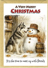 Siberian Husky Dog Christmas Card A6 (4"x 6") (Blank inside) by Starprint