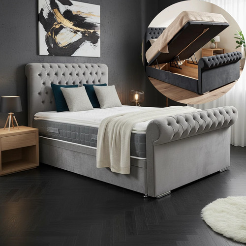 Chesterfield sleigh bed frame - bed,