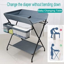 Baby Changer Unit Table Folding Nursery Unit Changing Station Storage Organizer