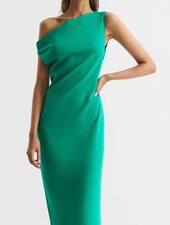 REISS DRESS Size 8 Zaria GREEN Off-Shoulder Bodycon Midi Rrp £198 Wedding Guest
