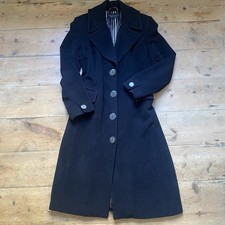 Paul Costelloe Dressage Black Wool Overcoat Size 12 Clean Girl Aesthetic