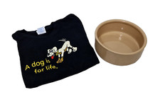 MASON CASH Tapered Ceramic Dog Bowl Diameter 15.5cm & A Dog Is For Life T-Shirt