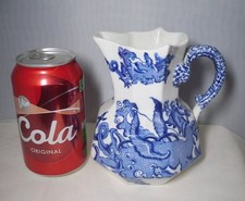 Antique Masons Ironstone Blue Dragon Hydra Jug (5.25"h)