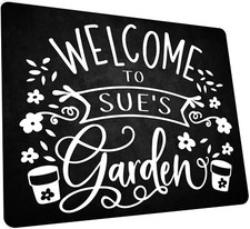 PERSONALISED CHALK STLE WELCOME GARDEN METAL WALL SIGN GIFT PRESENT GARDENING