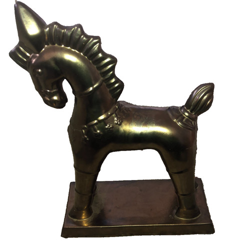 Large gold brass trojan - brass, horse