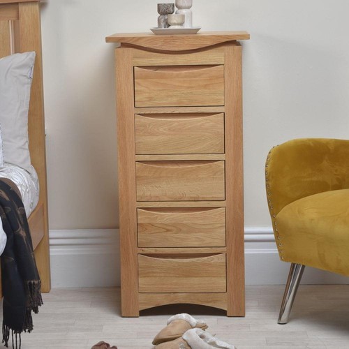 Solid oak tallboy chest - oak, of