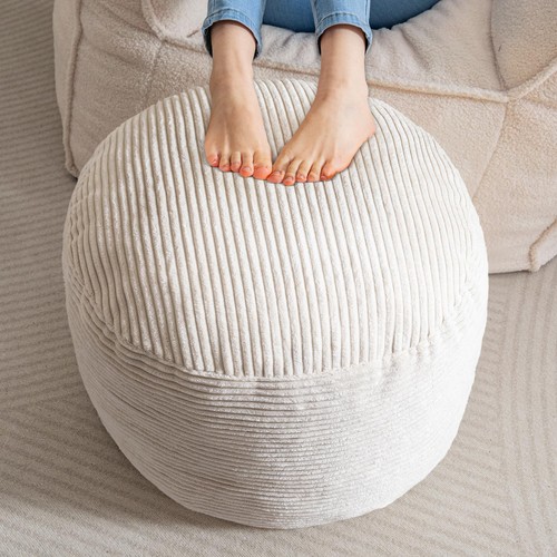 Round stuffed pouf ottoman - stuffed,