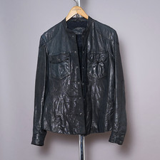 ALL SAINTS Leather Shirt Jacket SMALL Mens Black S Biker Celebrity Grail DEMON