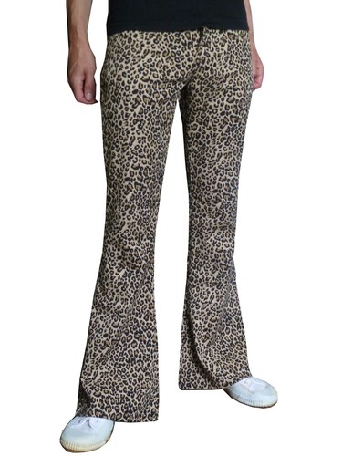 Mens flares leopard print bell - flares,