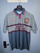 Manchester United 1995/96 Away Shirt Large Umbro Sharp Grey Cantona Vintage