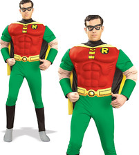 Deluxe Robin Mens Costume Licensed Batman Adults Fancy Dress Outfit
