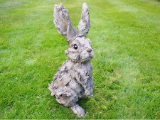 Wood Effect Hare Sculpture Resin Rabbit Home Garden Statue Ornament Animal