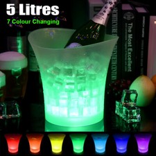5L LED Light Up Glowing ICE BUCKET Color Changing Beverage Wine Drinks Cooler UK