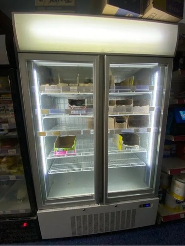 Upright double door display - door,