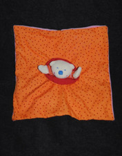 ?HABA Orange Red Pea Plush Bear Flat Blanket Plush VGC