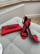 WOMENS M&S RED SATIN GLITTER