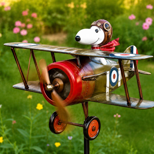 Snoopy pilot flying biplane - flying,