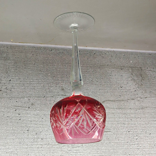 Ruby red cranberry cut glass - cranberry,