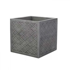Strata Plastic Garden Outdoor Lazio Square Planter Plant Pot Pewter - 38cm