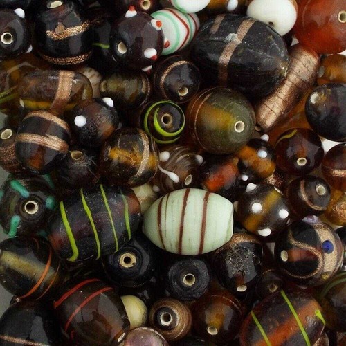 Decorated glass beads - glass,