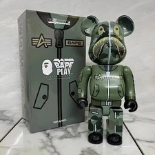 Bape Play Camouflage Pilot Shark Bearbrick 400% Action Figures Decor Toys Gift
