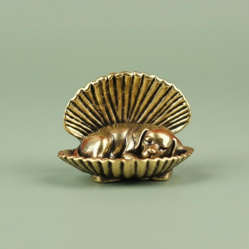 Brass dog shell figurine - dog,