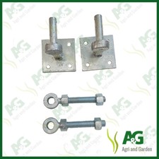 Gate Hinge Set 19mm x 130mm Long c/w Brackets and Gate Eyes