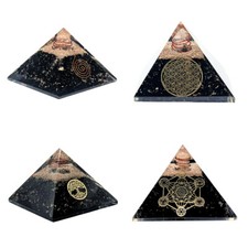 Black Tourmaline Orgonite Pyramid Reiki Healing Crystal Feng Shui Gift Decor