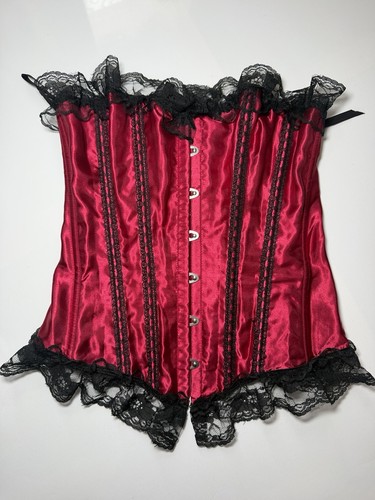 Red satin corset top - corset,