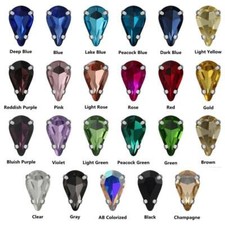 20pcs Teardrop Glass Crystal Rhinestones Sew On Flatback Claw Cup Jewelry Beads