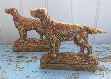Vintage Brass Dog Bookends. English Setters. Pair. Peerage, England. VGC.