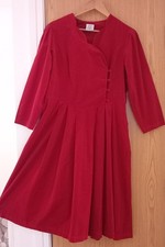 Laura Ashley Vintage Red Fine Needlecord Dress Size 16