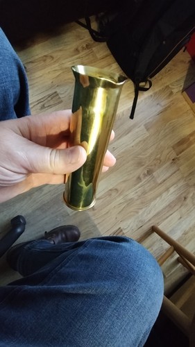 Trench art polished brass vase - polished,