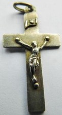 Antique Solid Silver Crucifix Cross Catholic 4 Chain Rosary Jesus Corpus Christi